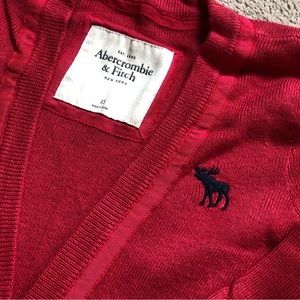 Red Abercrombie & Fitch 3/4 Sleeve Cardigan